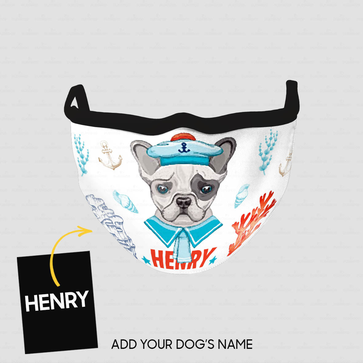 Personalized Dog Gift Idea - Sailor Dog In Black Straps For Dog Lovers - Cloth Mask