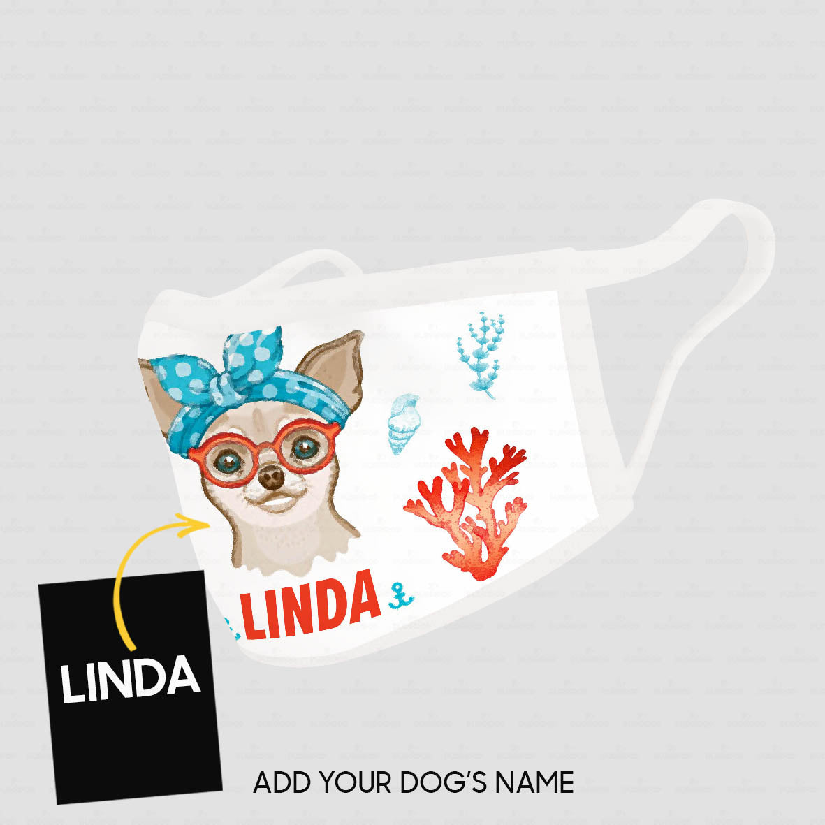 Personalized Dog Gift Idea - Chihuahua With Blue Head Band For Dog Lovers - Cloth Mask