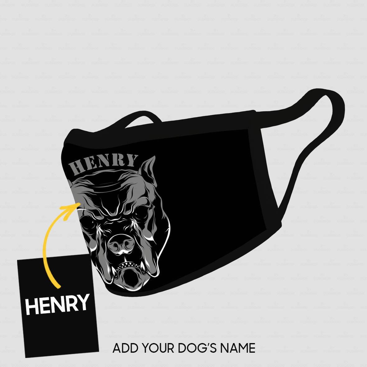 Personalized Dog Gift Idea - Angry Dog In Black For Dog Lovers - Cloth Mask
