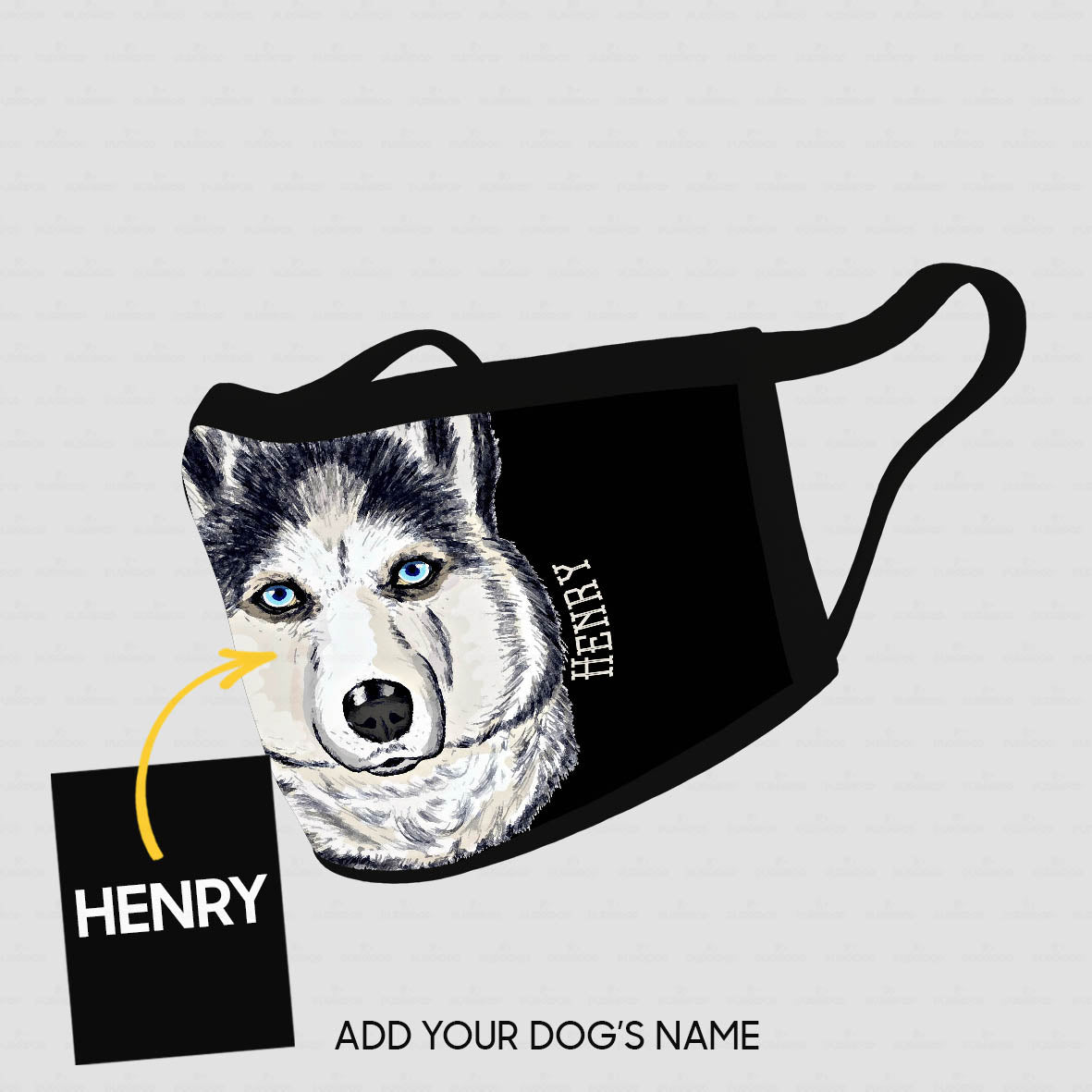 Personalized Dog Gift Idea - Black And White Husky For Dog Lovers - Cloth Mask