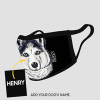 Thumbnail for Personalized Dog Gift Idea - Black And White Husky For Dog Lovers - Cloth Mask