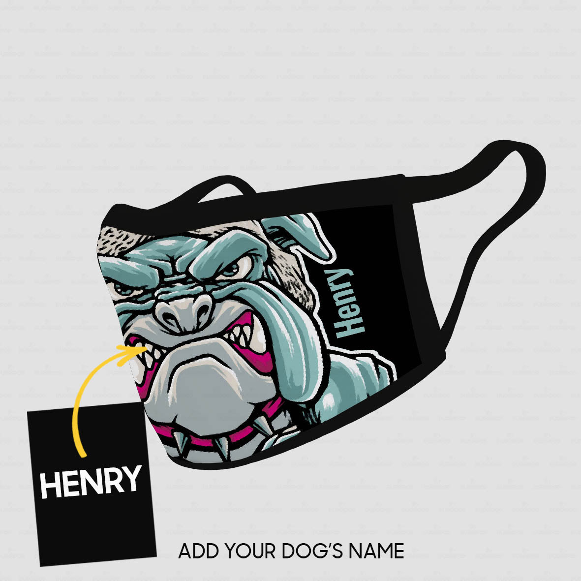 Personalized Dog Gift Idea - Angry Dog With Fangs For Dog Lovers - Cloth Mask