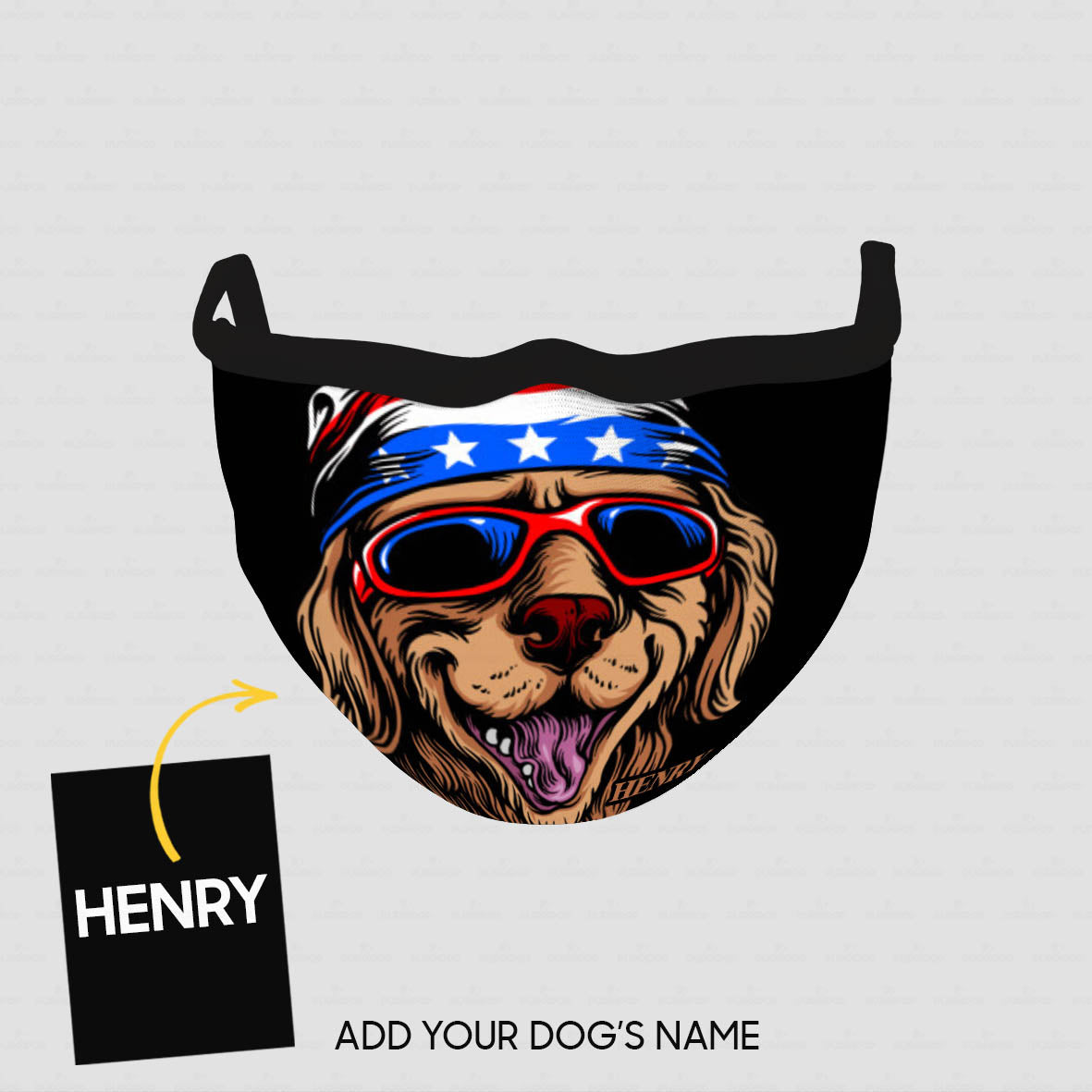 Personalized Dog Gift Idea - Dog Wearing Flag Hat Zoom In For Dog Lovers - Cloth Mask