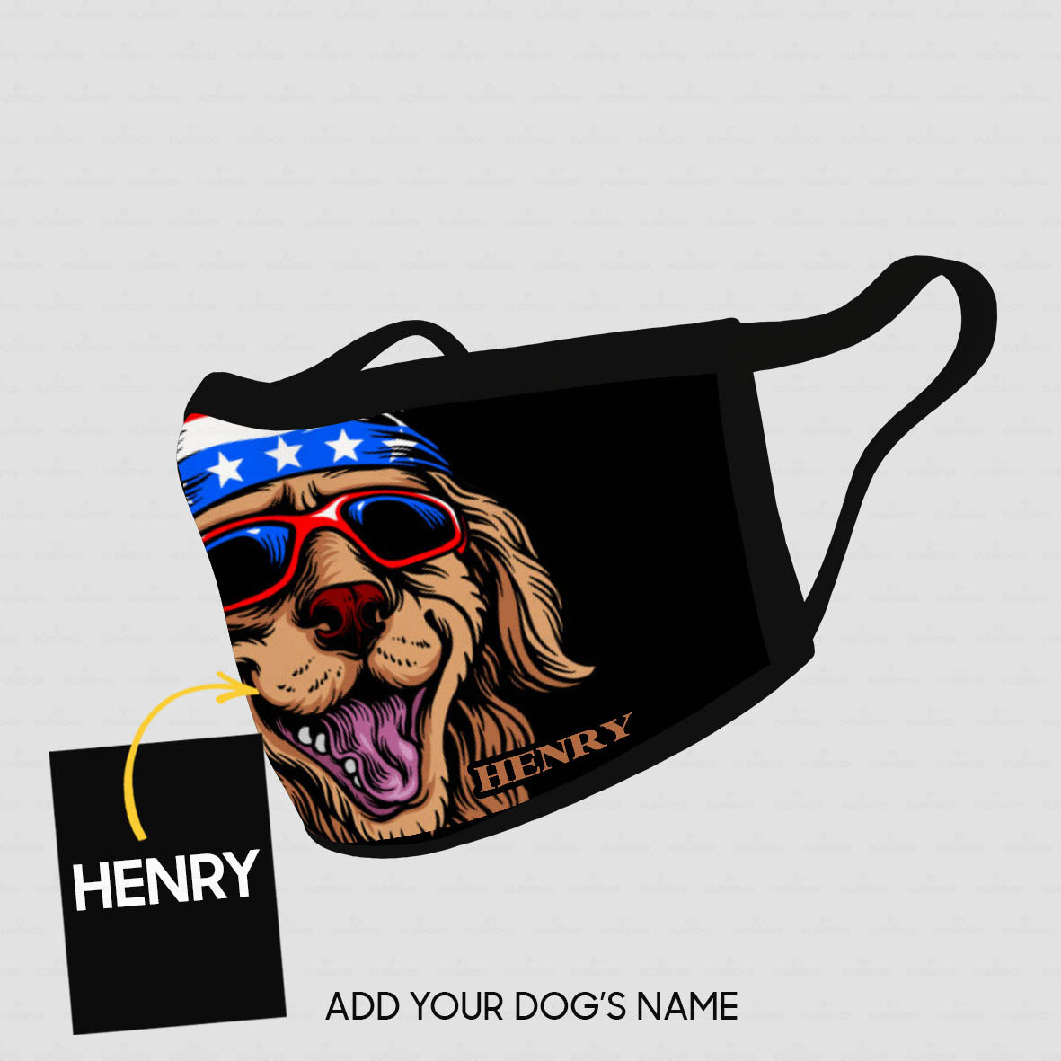 Personalized Dog Gift Idea - Dog Wearing Flag Hat Zoom In For Dog Lovers - Cloth Mask
