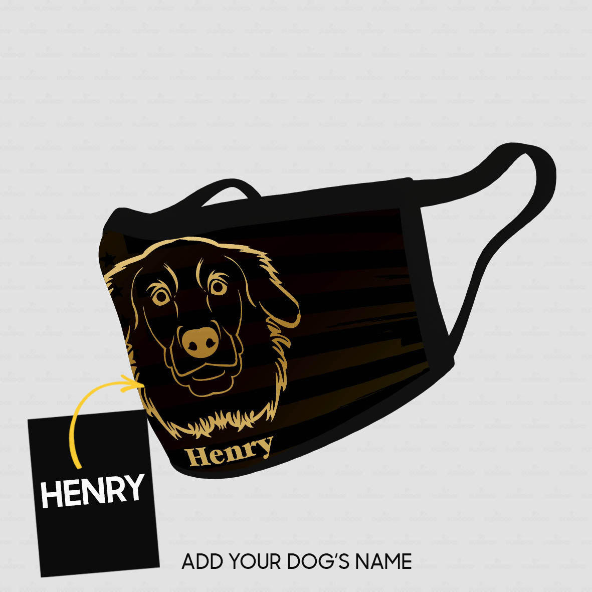Personalized Dog Gift Idea - Black Dog In Yellow Line For Dog Lovers - Cloth Mask