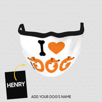 Thumbnail for Personalized Dog Gift Idea - I Love Dog In Orange Letters For Dog Lovers - Cloth Mask