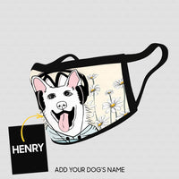 Thumbnail for Personalized Dog Gift Idea - Husky Wearing Headphones For Dog Lovers - Cloth Mask