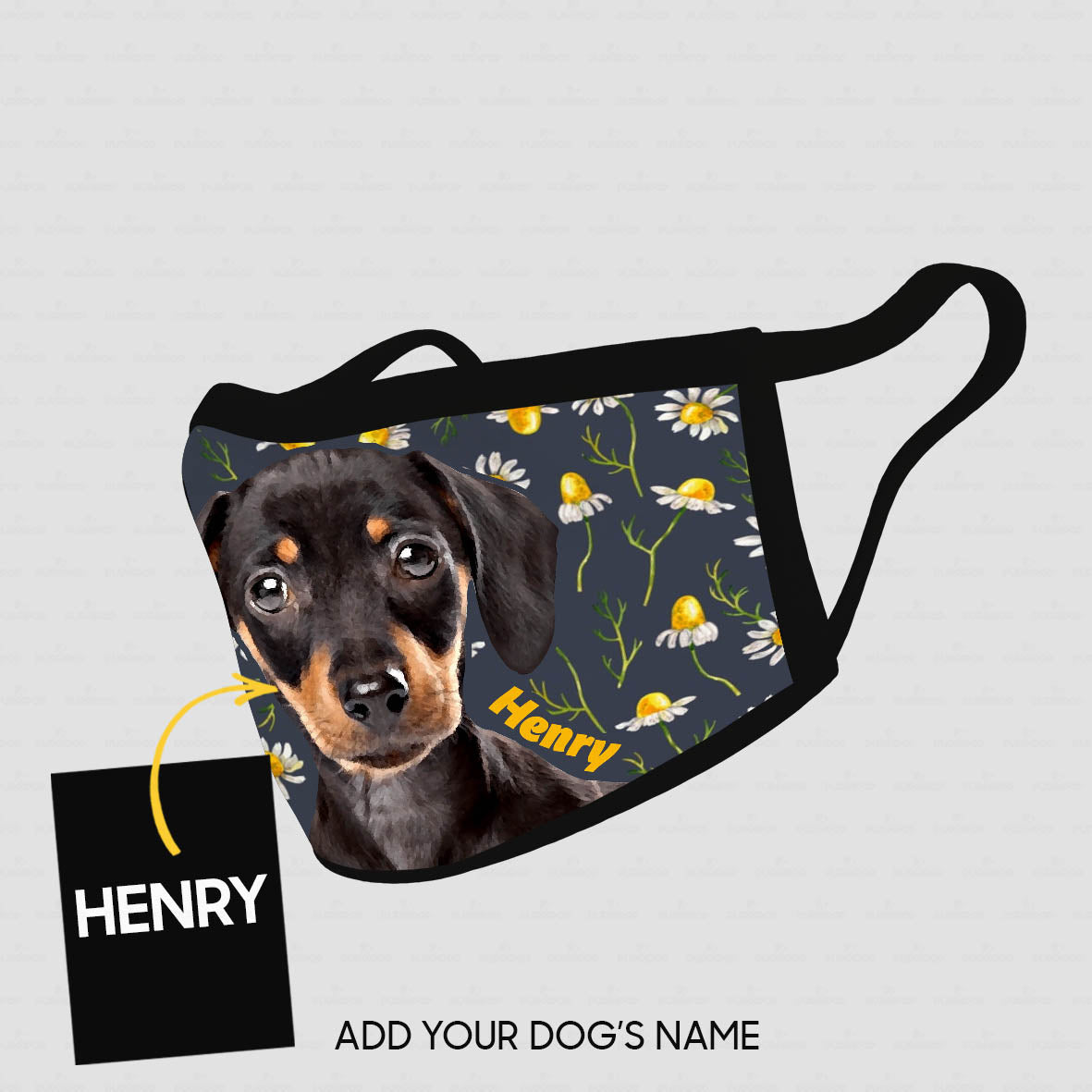 Personalized Dog Gift Idea - Dachshund With Daisy For Dog Lovers - Cloth Mask