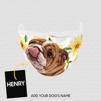Thumbnail for Personalized Dog Gift Idea - Dog In Yellow Flowers For Dog Lovers - Cloth Mask