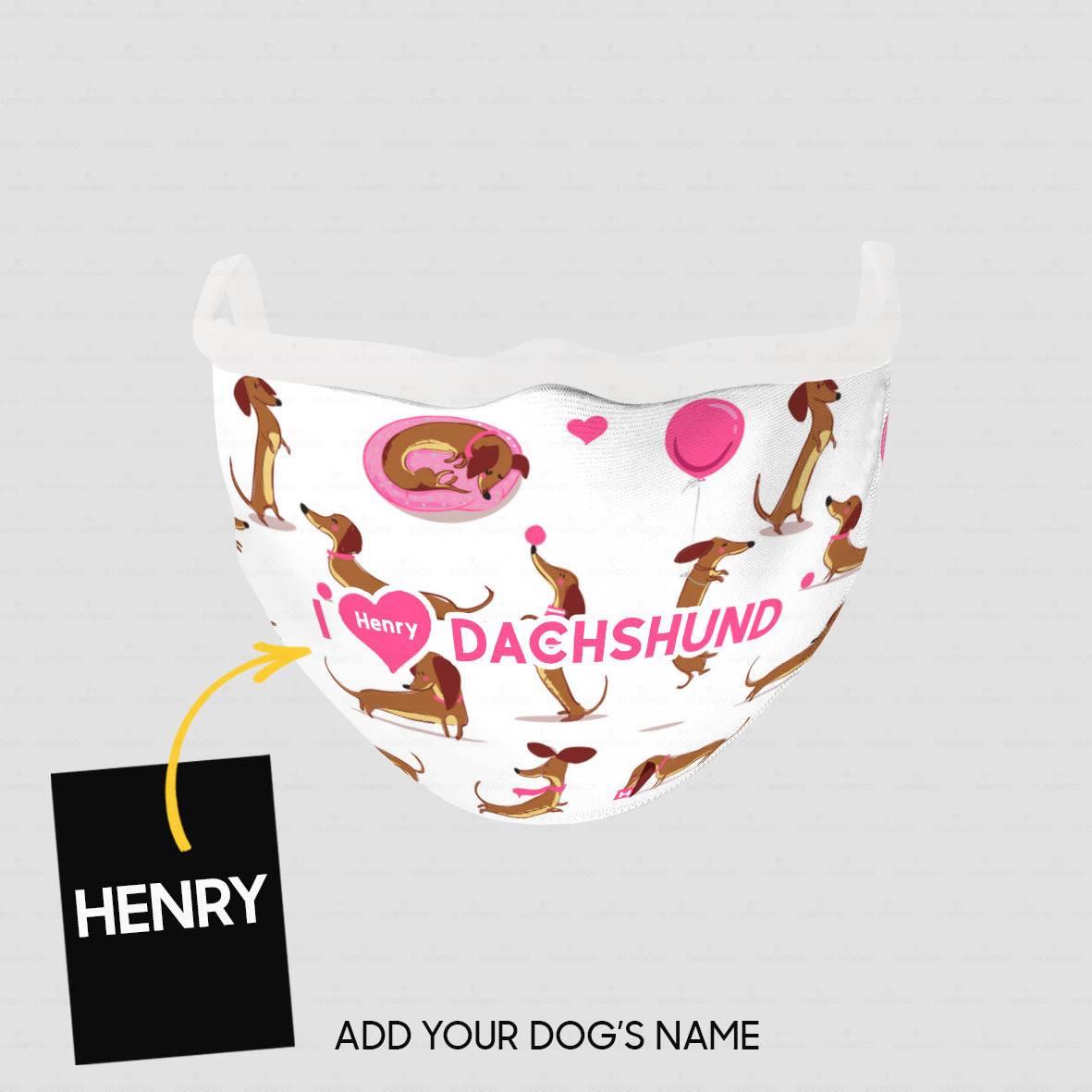 Personalized Dog Gift Idea - Pinky Dachshunds Playing For Dog Lovers - Cloth Mask