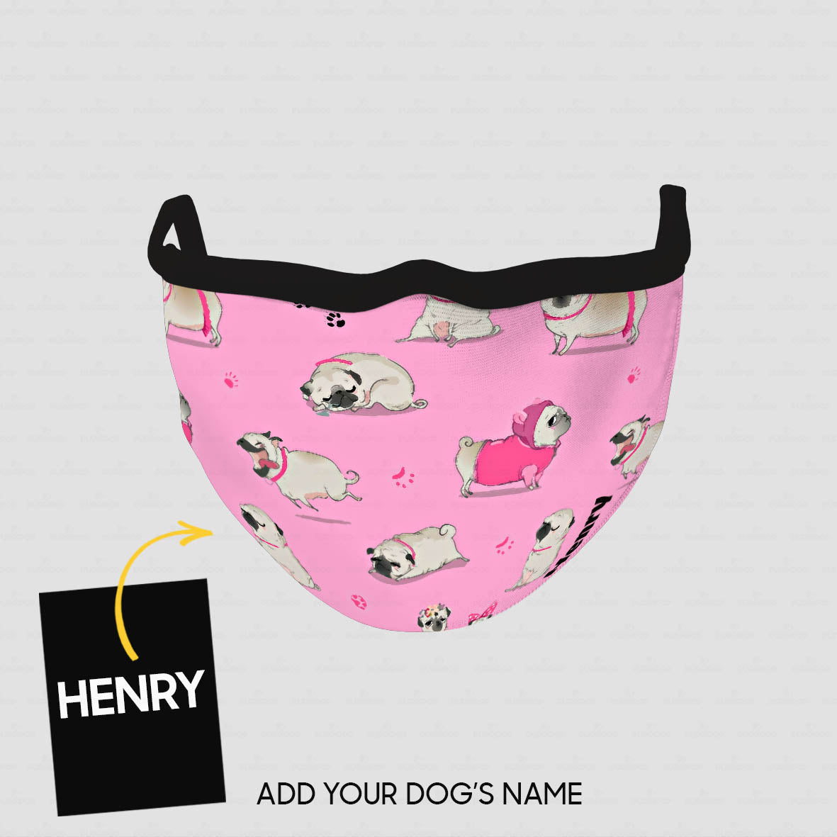 Personalized Dog Gift Idea - Lovely Pinky Pugs In Pink Background For Dog Lovers - Cloth Mask