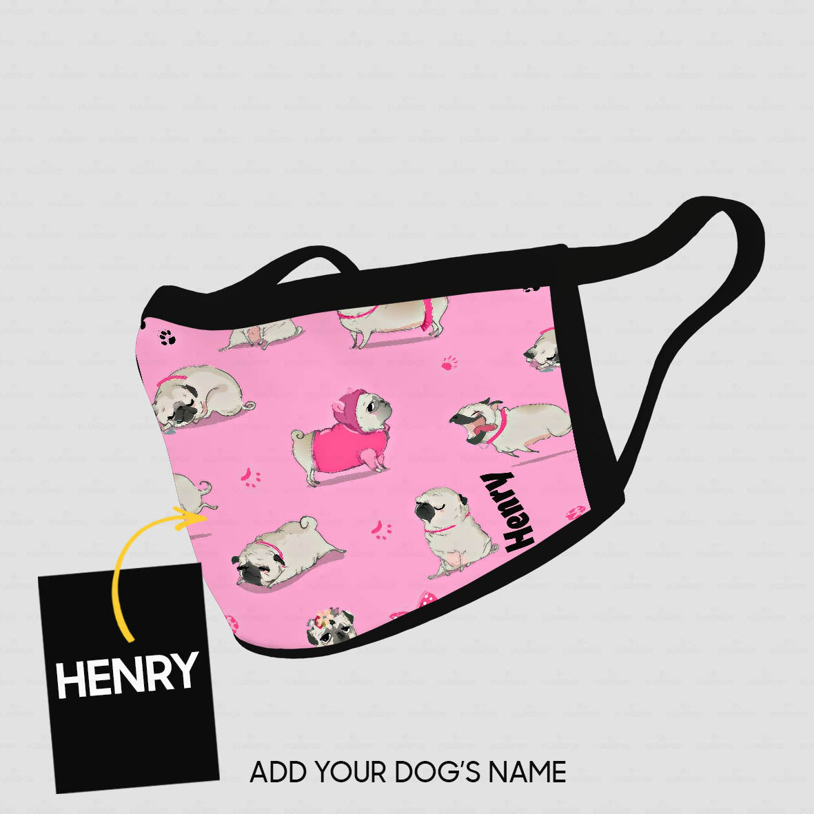 Personalized Dog Gift Idea - Lovely Pinky Pugs In Pink Background For Dog Lovers - Cloth Mask