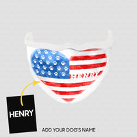 Thumbnail for Personalized Dog Gift Idea - American Flag Heart For Dog Lovers - Cloth Mask