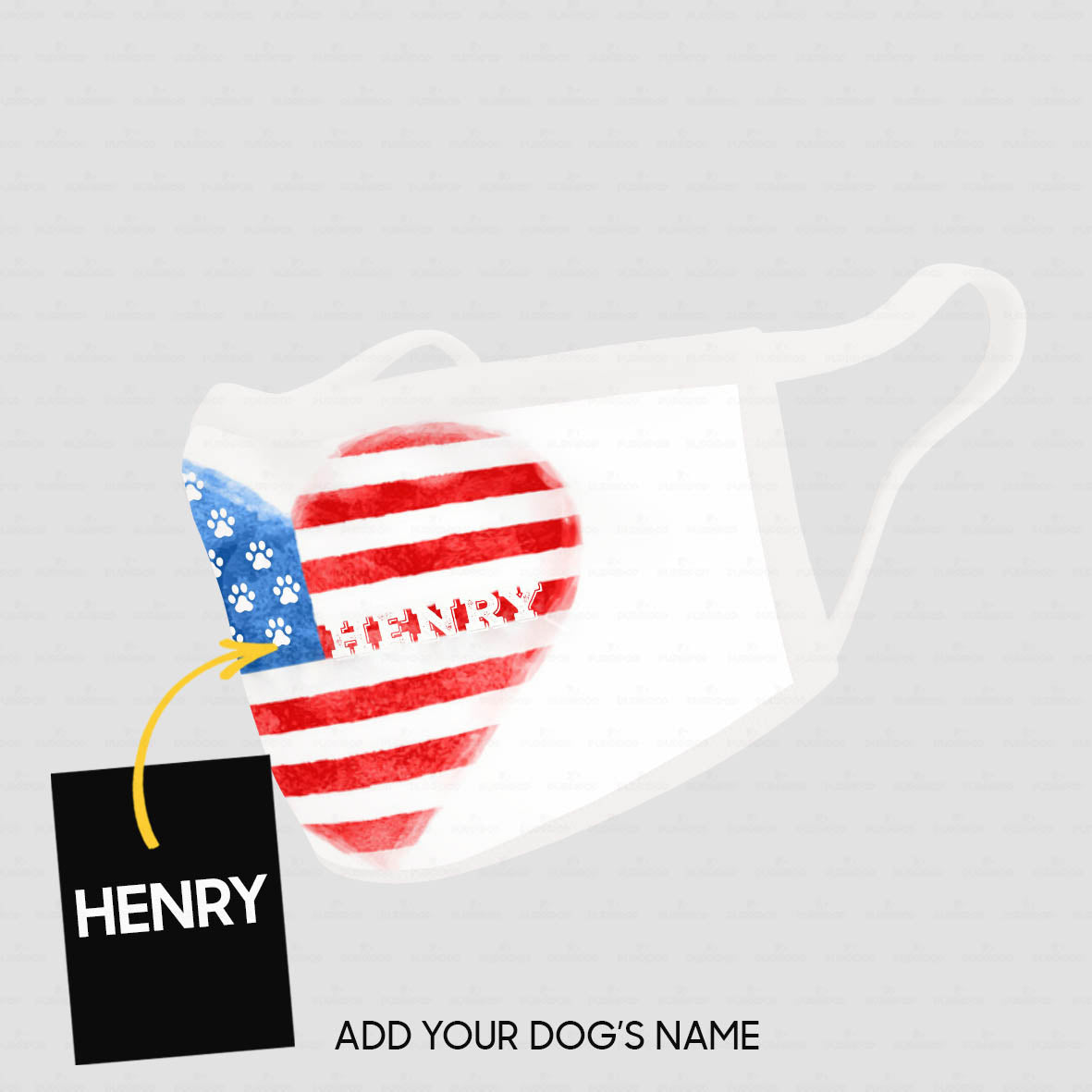 Personalized Dog Gift Idea - American Flag Heart For Dog Lovers - Cloth Mask