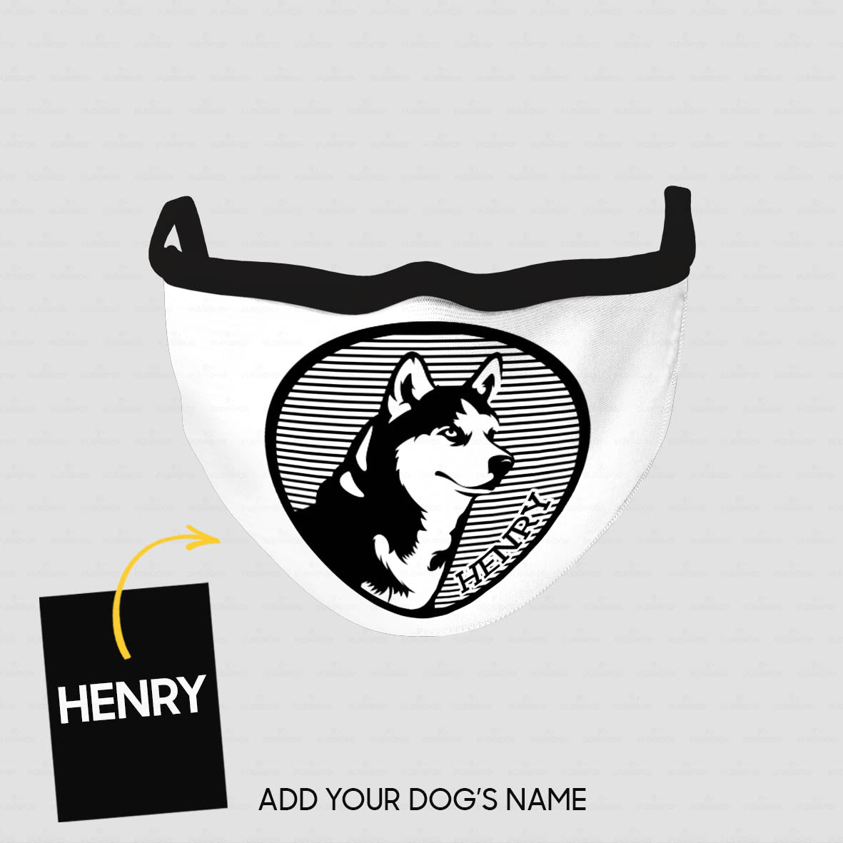 Personalized Dog Gift Idea - Husky Black And White For Dog Lovers - Cloth Mask