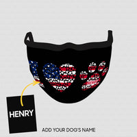 Thumbnail for Personalized Dog Gift Idea - I Love Paw In America Flag For Dog Lovers - Cloth Mask