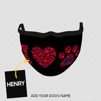 Thumbnail for Personalized Dog Gift Idea - I Love Paw In Small Red Hearts For Dog Lovers - Cloth Mask