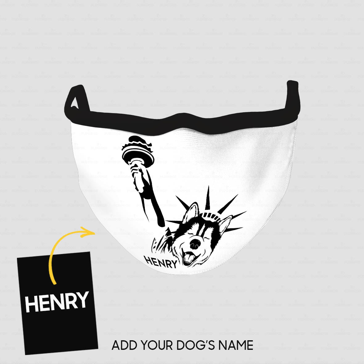 Personalized Dog Gift Idea - The Statue Of Liberty Dog Closing Eyes White Background For Dog Lovers - Cloth Mask