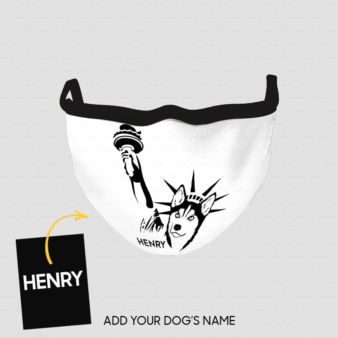 Personalized Dog Gift Idea -The Statue Of Liberty Husky For Dog Lovers - Cloth Mask