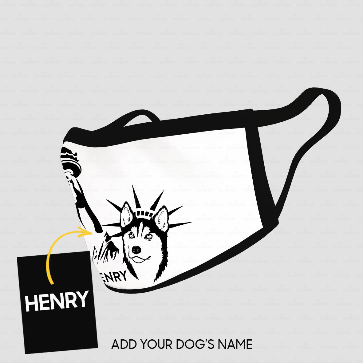 Personalized Dog Gift Idea -The Statue Of Liberty Husky For Dog Lovers - Cloth Mask