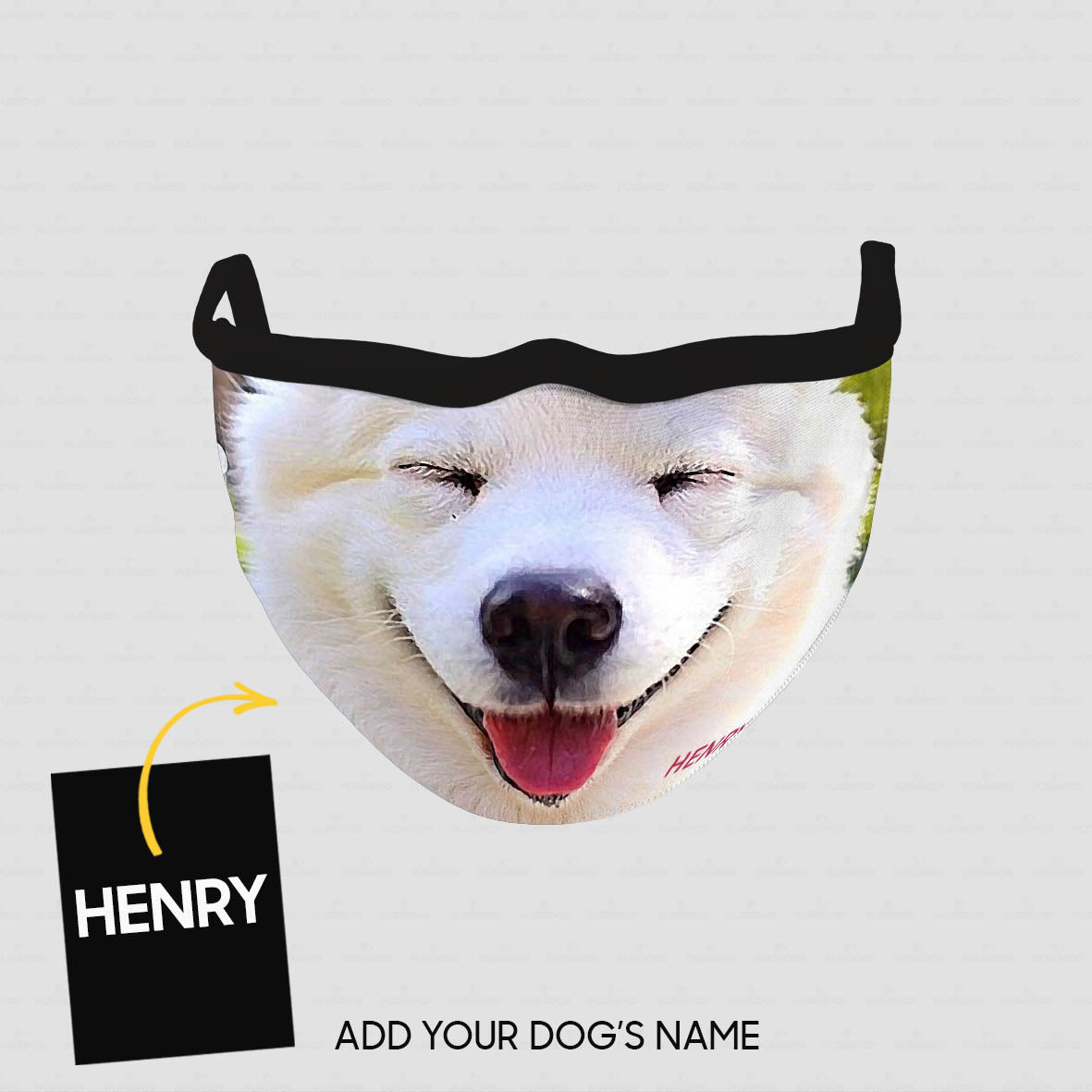 Personalized Dog Gift Idea - Samoyed The Whole Cute Face Smiling With Closed Eyes For Dog Lovers - Cloth Mask