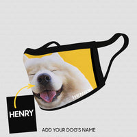 Thumbnail for Personalized Dog Gift Idea - Samoyed Smiling Face With Yellow Background For Dog Lovers - Cloth Mask