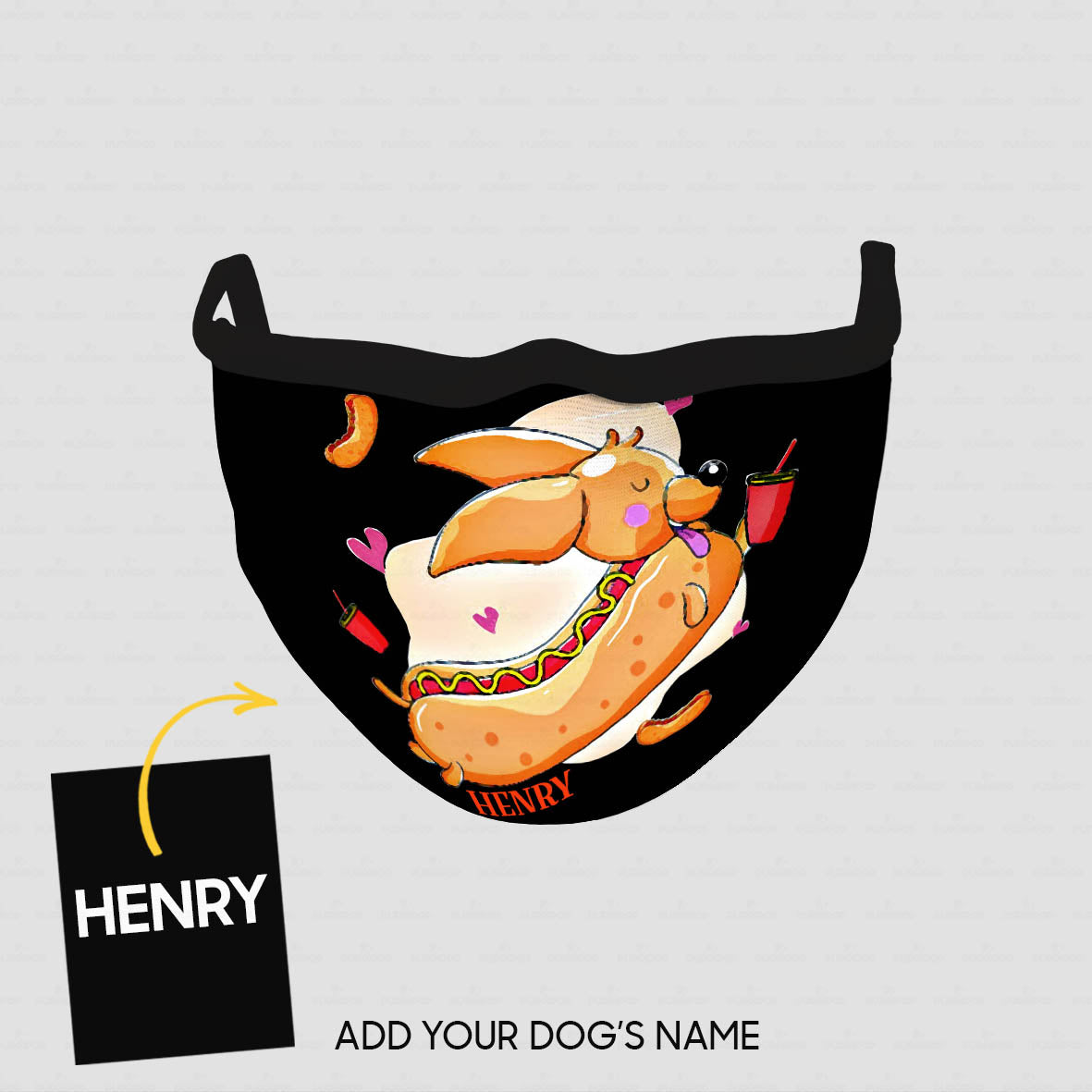 Personalized Dog Gift Idea - Sausage Dog With Coke For Dog Lovers - Cloth Mask