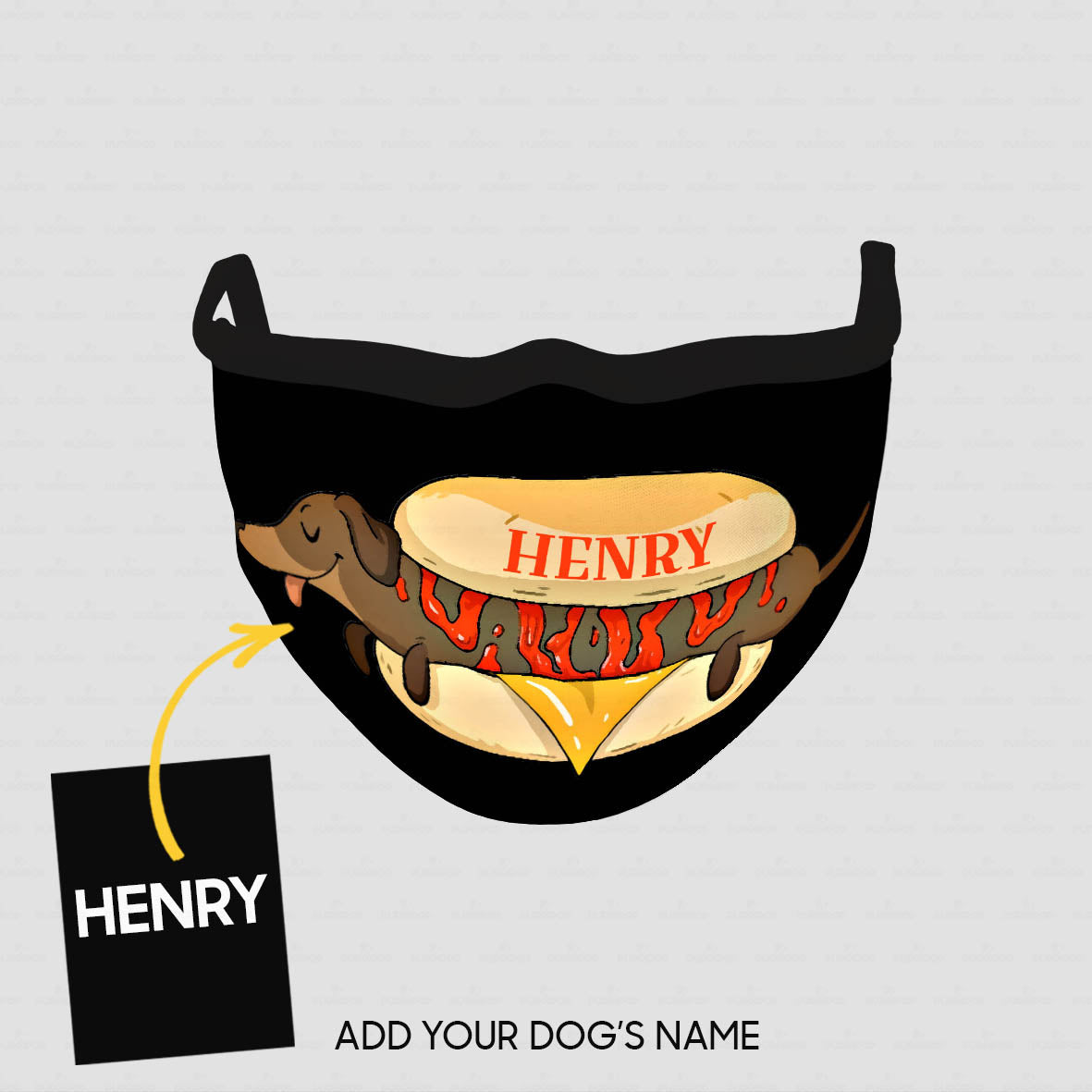 Personalized Dog Gift Idea - Burger Dog On Black Background For Dog Lovers - Cloth Mask