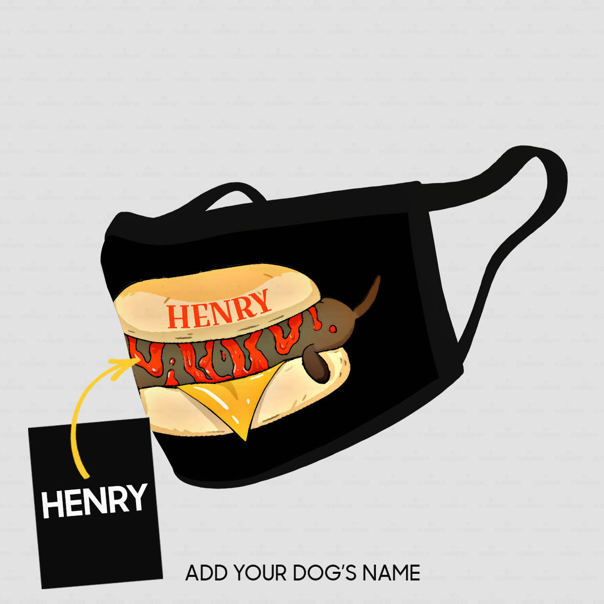 Personalized Dog Gift Idea - Burger Dog On Black Background For Dog Lovers - Cloth Mask