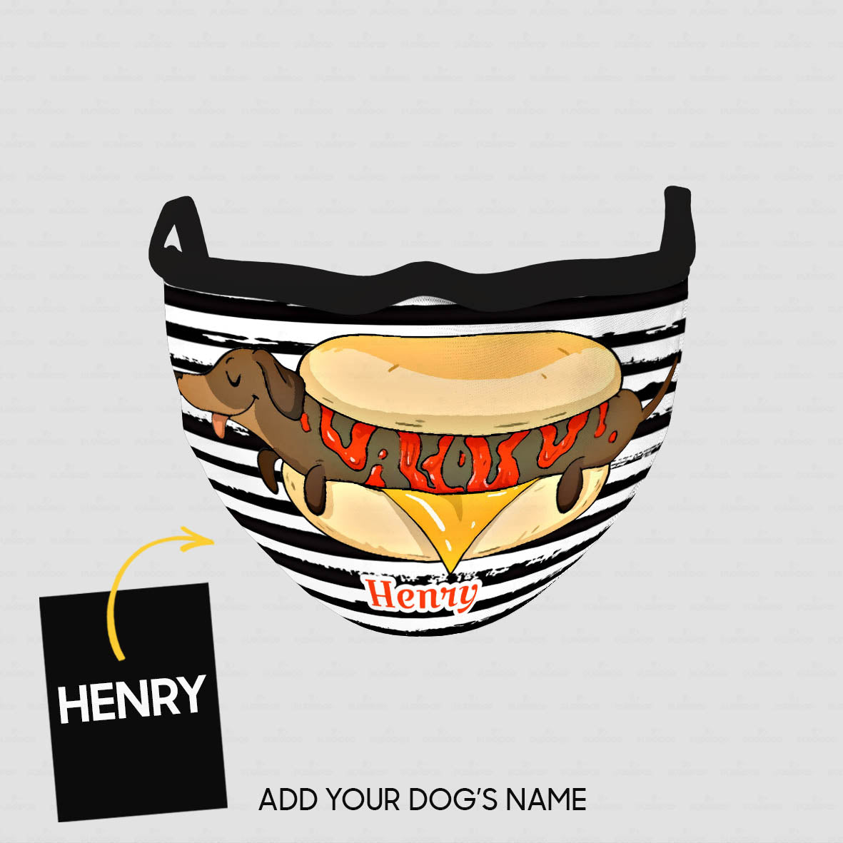 Personalized Dog Gift Idea - Burger Dog On Black And White Background For Dog Lovers - Cloth Mask