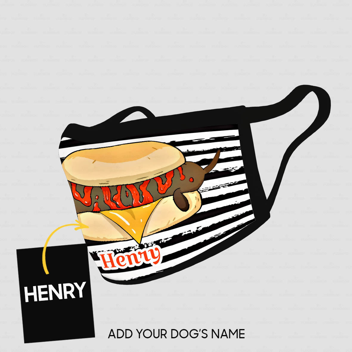 Personalized Dog Gift Idea - Burger Dog On Black And White Background For Dog Lovers - Cloth Mask