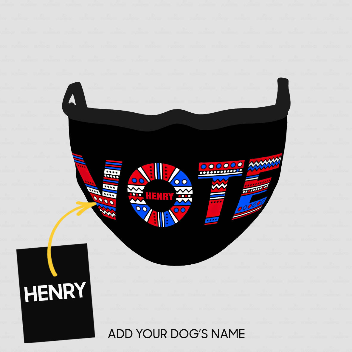 Personalized Dog Gift Idea - Note Pattern On Black Background For Dog Lovers - Cloth Mask