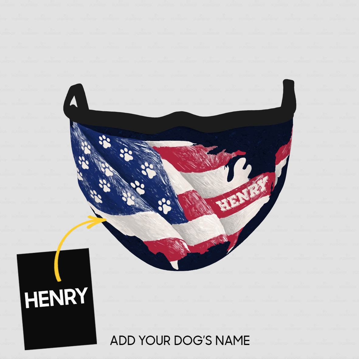 Personalized Dog Gift Idea - Torned American Flag For Dog Lovers - Cloth Mask