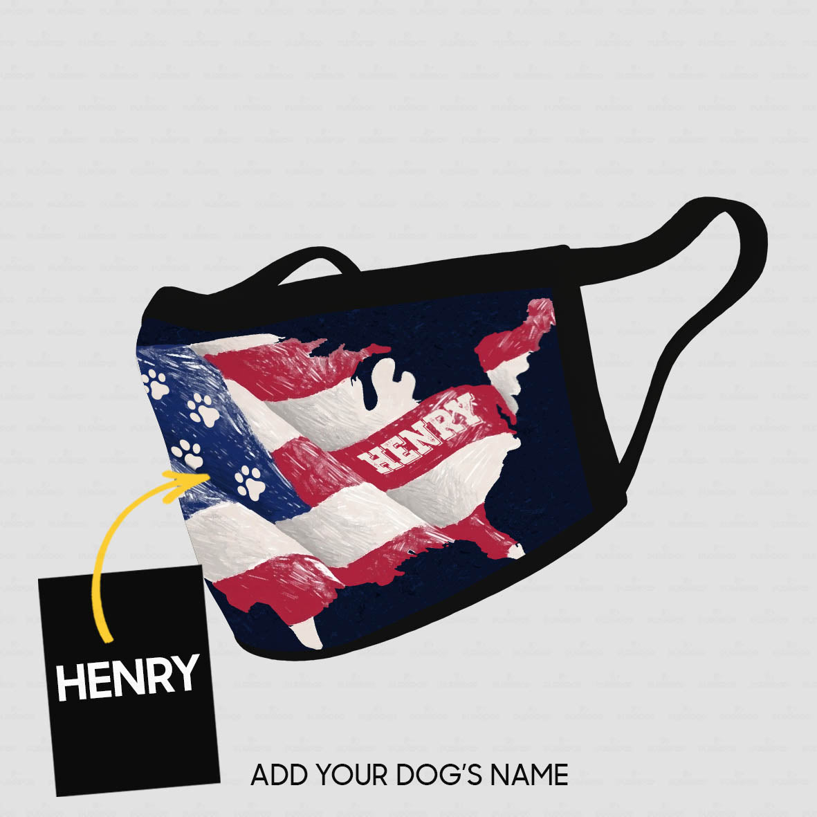 Personalized Dog Gift Idea - Torned American Flag For Dog Lovers - Cloth Mask
