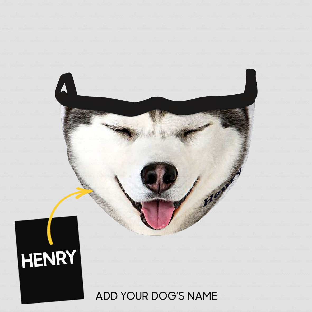 Personalized Dog Gift Idea - Husky Face Tongue Out And Closed Eyes For Dog Lovers - Cloth Mask