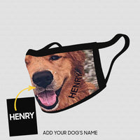 Thumbnail for Personalized Dog Gift Idea - Brown Golden With Small Eyes For Dog Lovers - Cloth Mask