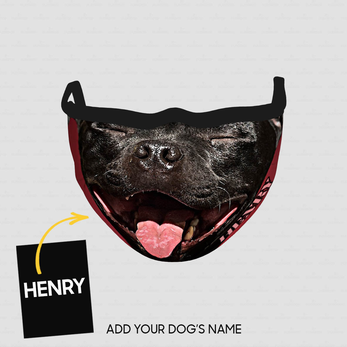 Personalized Dog Gift Idea - Smiling Black Dog Tongue Out For Dog Lovers - Cloth Mask