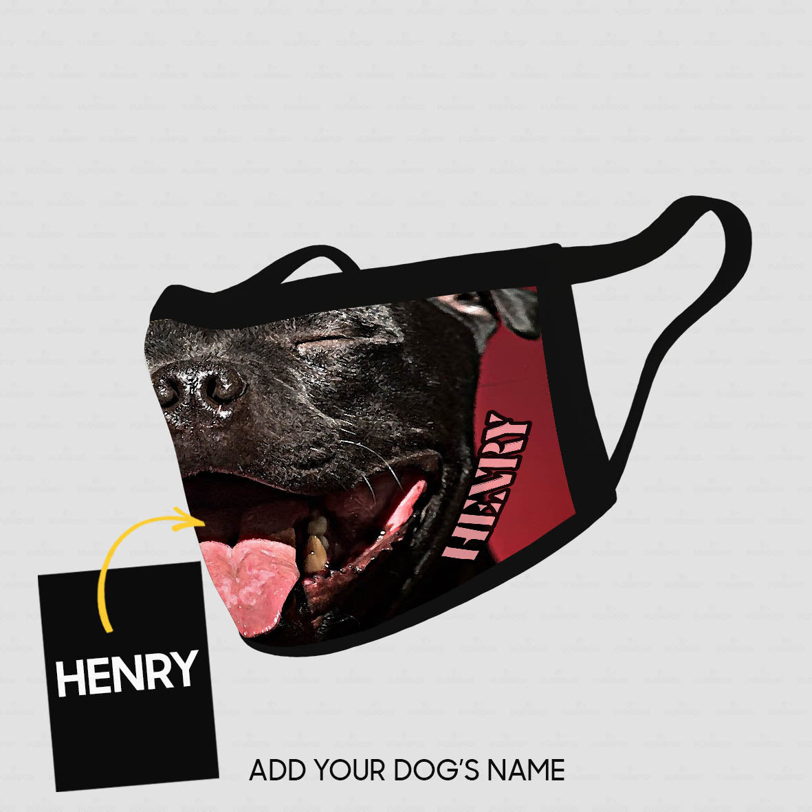 Personalized Dog Gift Idea - Smiling Black Dog Tongue Out For Dog Lovers - Cloth Mask