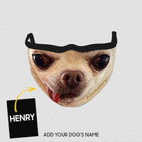 Thumbnail for Personalized Dog Gift Idea - Chihuahua's Face With Tongue On The Left For Dog Lovers - Cloth Mask