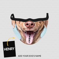 Thumbnail for Personalized Dog Gift Idea - Brown Dog With Long Tongue Out Zoom In For Dog Lovers - Cloth Mask