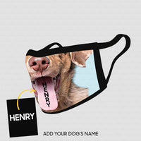 Thumbnail for Personalized Dog Gift Idea - Brown Dog With Long Tongue Out Zoom In For Dog Lovers - Cloth Mask