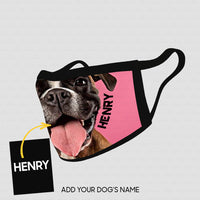 Thumbnail for Personalized Dog Gift Idea - American Staffordshire Terrier On Pink Background For Dog Lovers - Cloth Mask