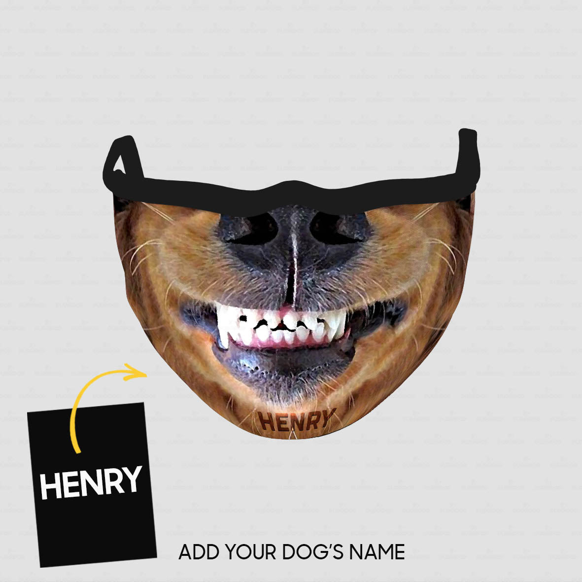 Personalized Dog Gift Idea - Zoom Brown Dog's Mouth With Messy Teeth For Dog Lovers - Cloth Mask