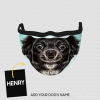 Thumbnail for Personalized Dog Gift Idea - Black Dog With Frightening Eyes For Dog Lovers - Cloth Mask