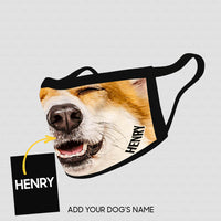 Thumbnail for Personalized Dog Gift Idea - Yellow Corgi With Sleepy Eyes Zoom In For Dog Lovers - Cloth Mask