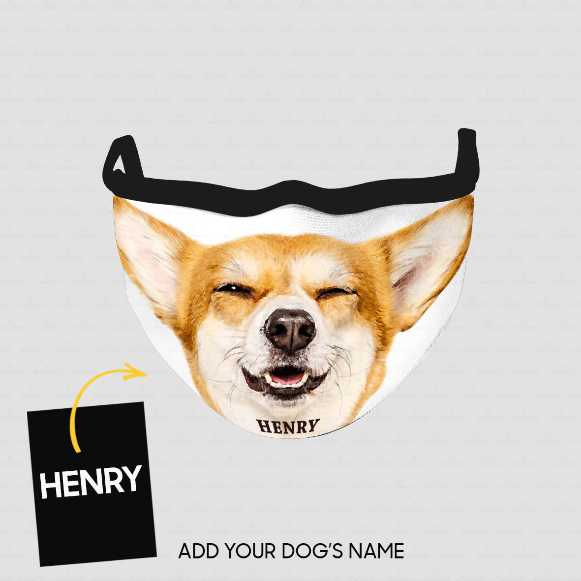 Personalized Dog Gift Idea - Yellow Corgi With Sleepy Eyes For Dog Lovers - Cloth Mask