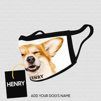 Thumbnail for Personalized Dog Gift Idea - Yellow Corgi With Sleepy Eyes For Dog Lovers - Cloth Mask