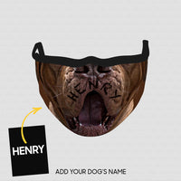 Thumbnail for Personalized Dog Gift Idea - Dark Brown Mastiff With Opened Mouth Zoom For Dog Lovers - Cloth Mask