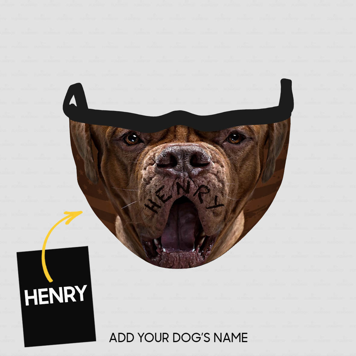 Personalized Dog Gift Idea - Dark Brown Mastiff With Opened Mouth For Dog Lovers - Cloth Mask