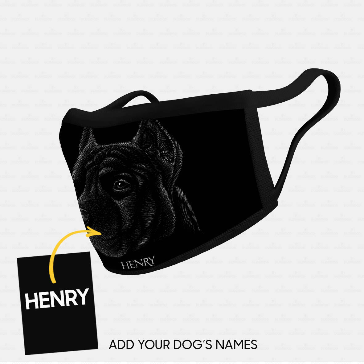 Personalized Dog Gift Idea - All Black Dog With Short Ears For Dog Lovers - Cloth Mask